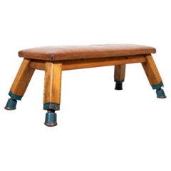1930s Central European Leather Pommel Horse Industrial Bench