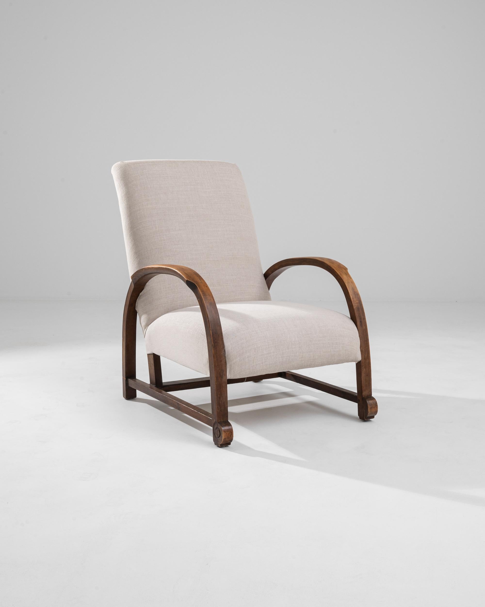 1930s Central European Wooden Armchair In Good Condition In High Point, NC