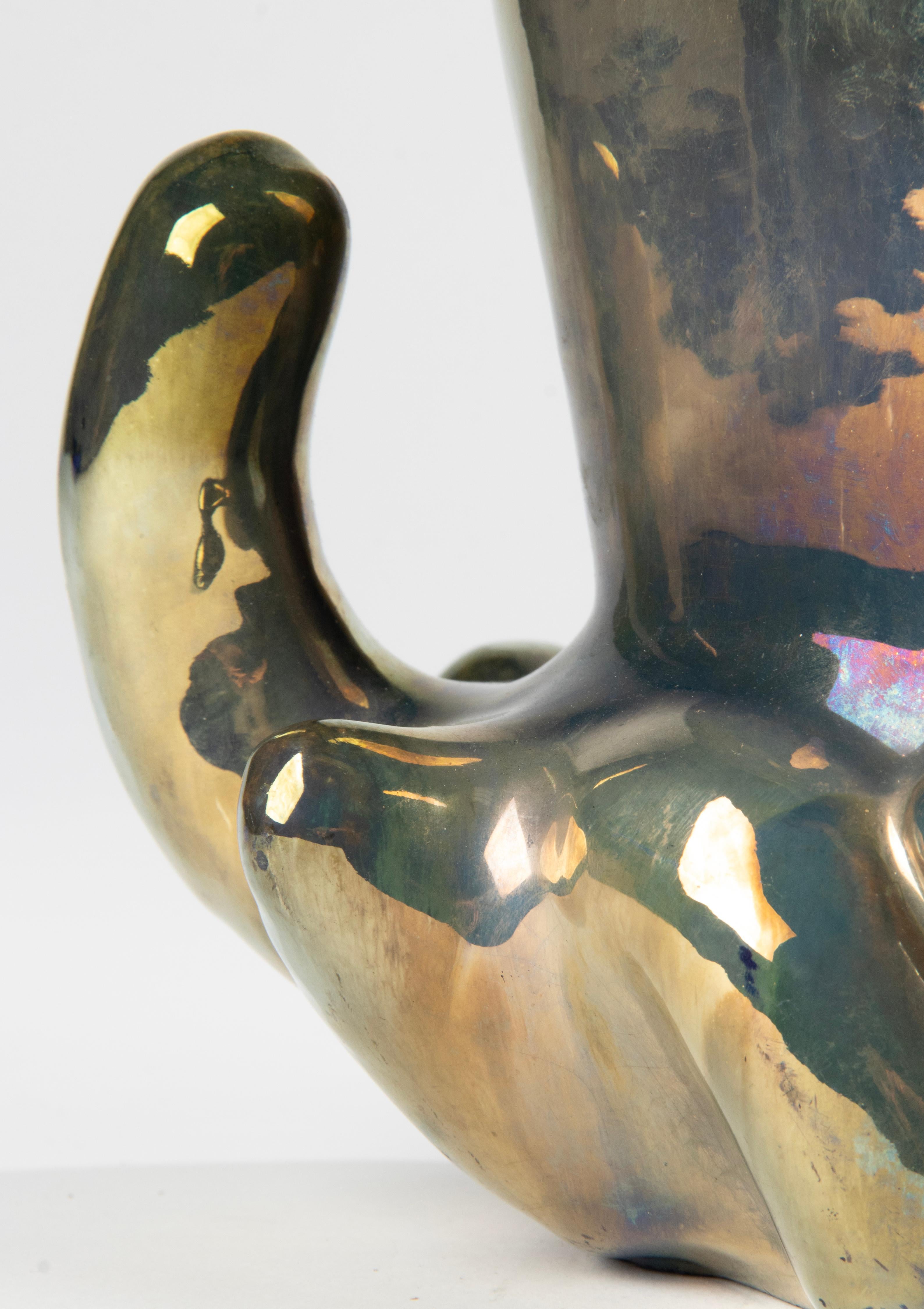 Vase en céramique Art Déco des années 1930 avec glaçure irisée - Rambervilliers France en vente 5