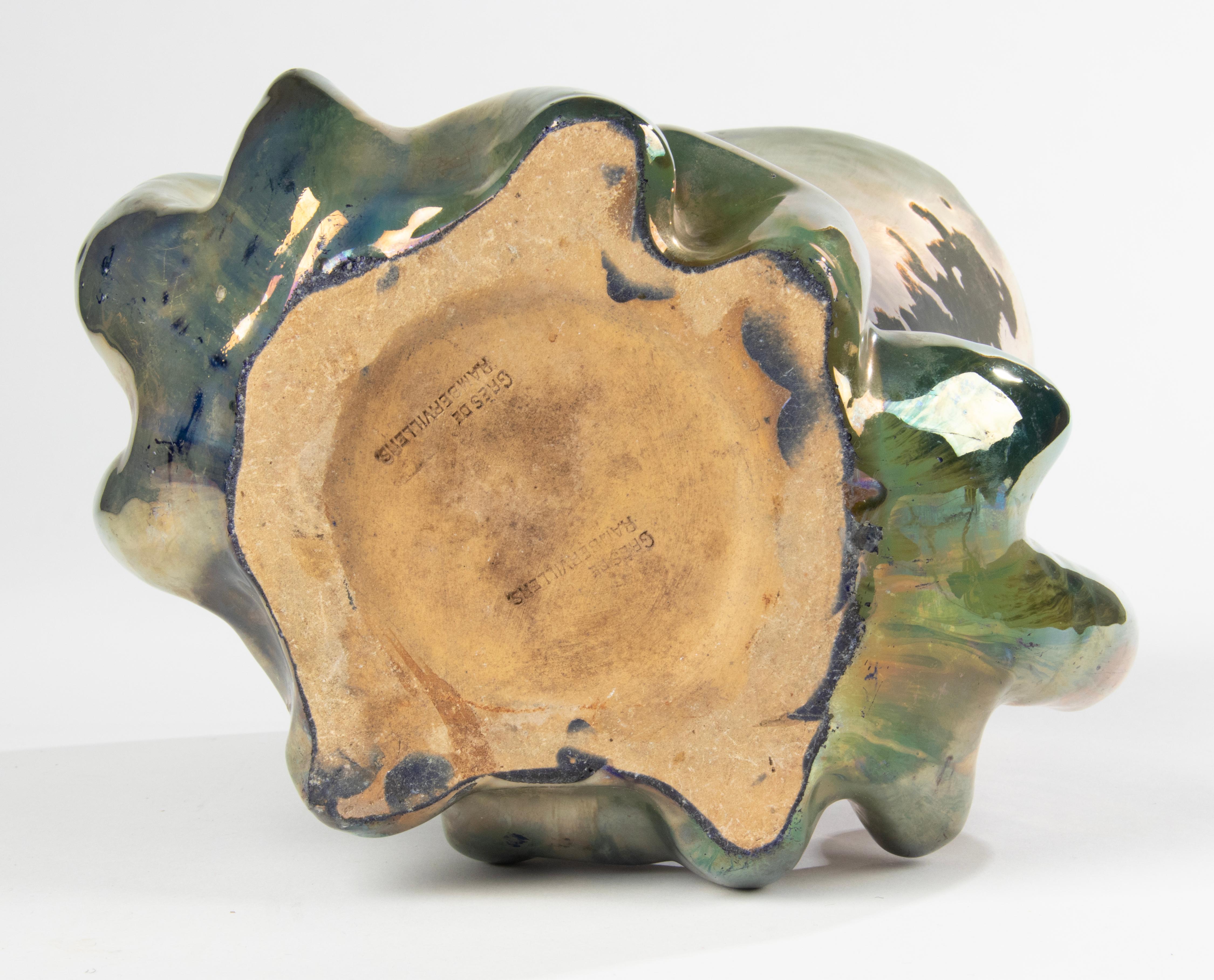 Vase en céramique Art Déco des années 1930 avec glaçure irisée - Rambervilliers France en vente 7