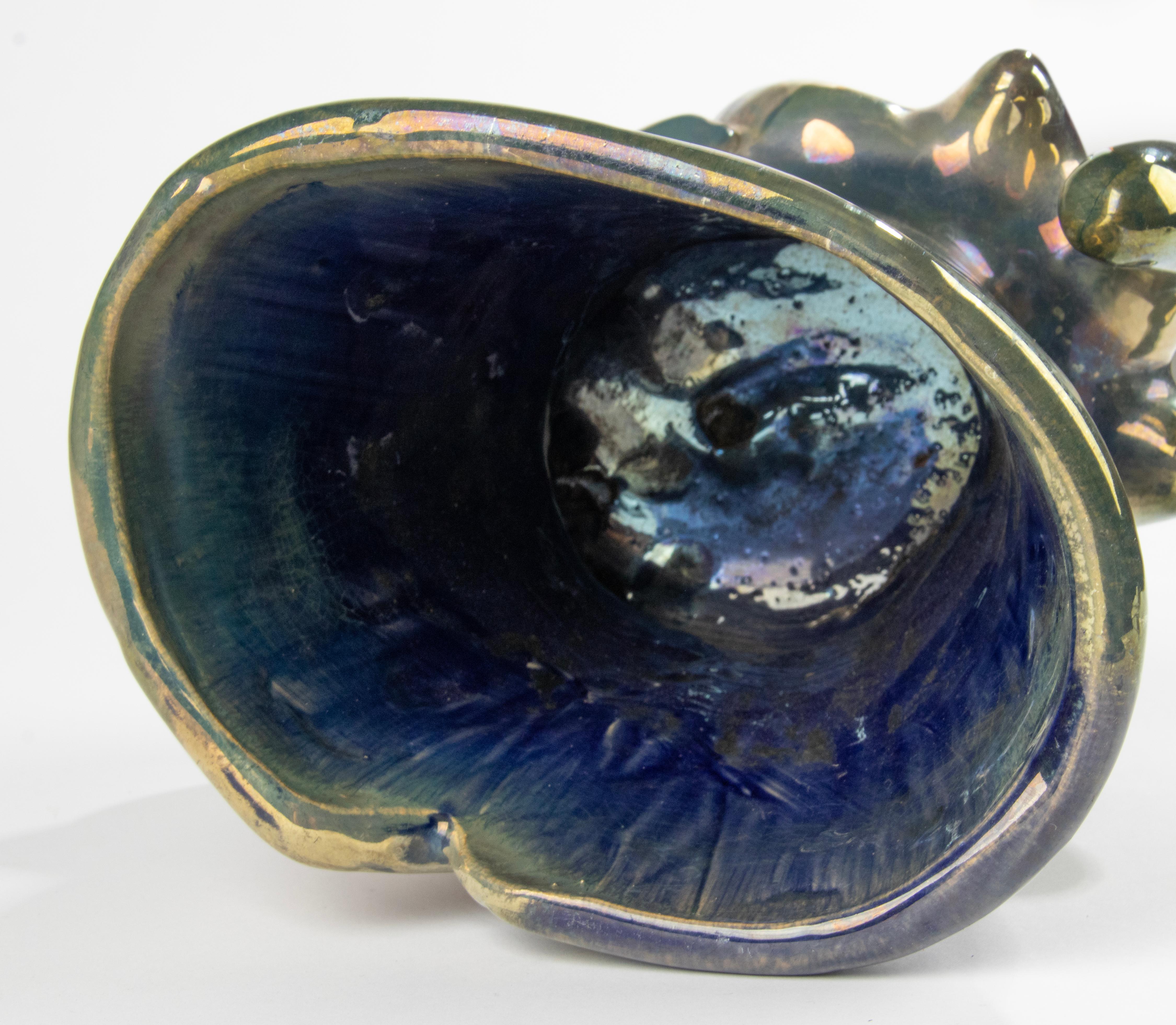 Vase en céramique Art Déco des années 1930 avec glaçure irisée - Rambervilliers France en vente 10