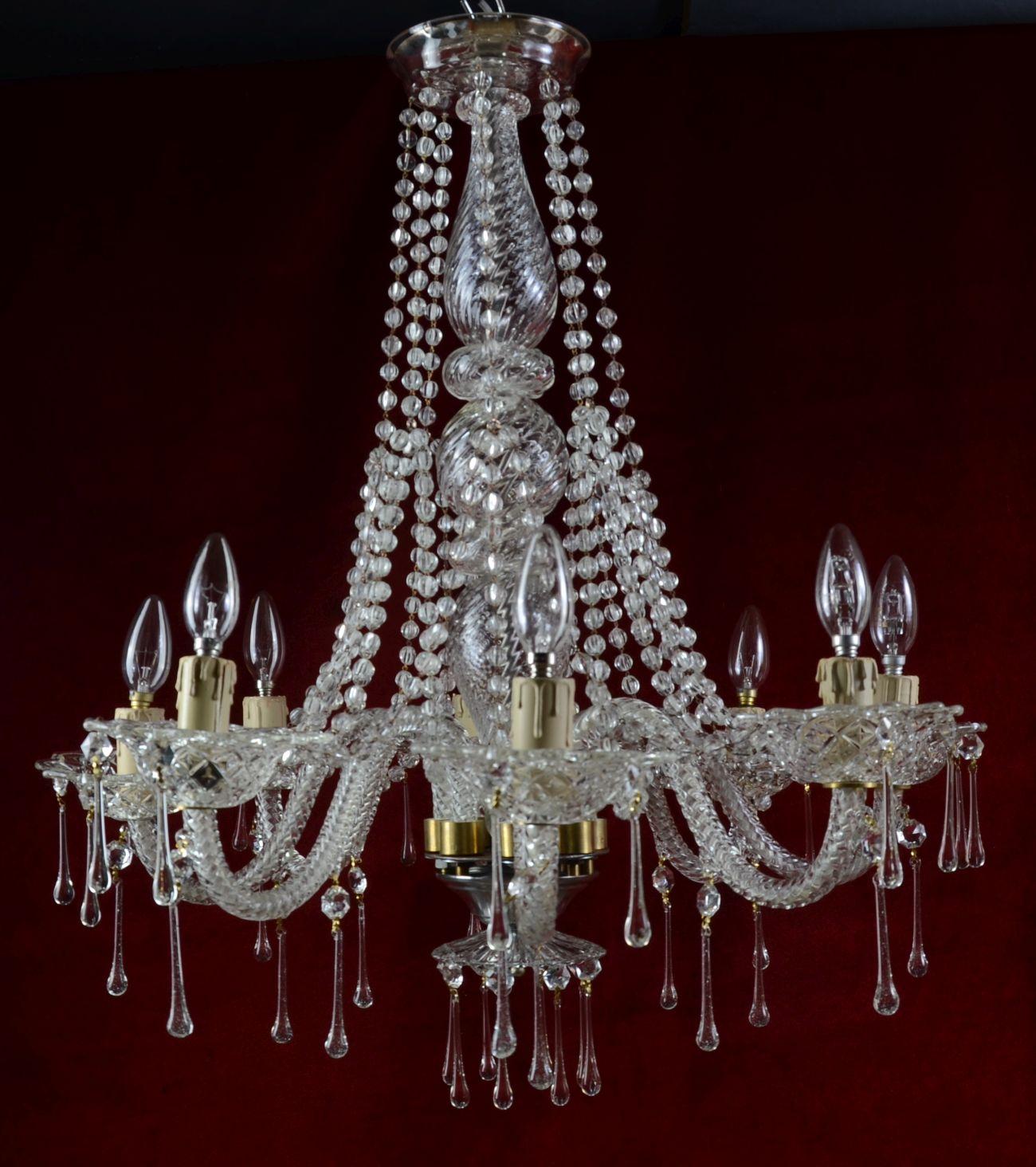 Glass 1930s Chandelier in the Style of Marie Terese, Spain For Sale