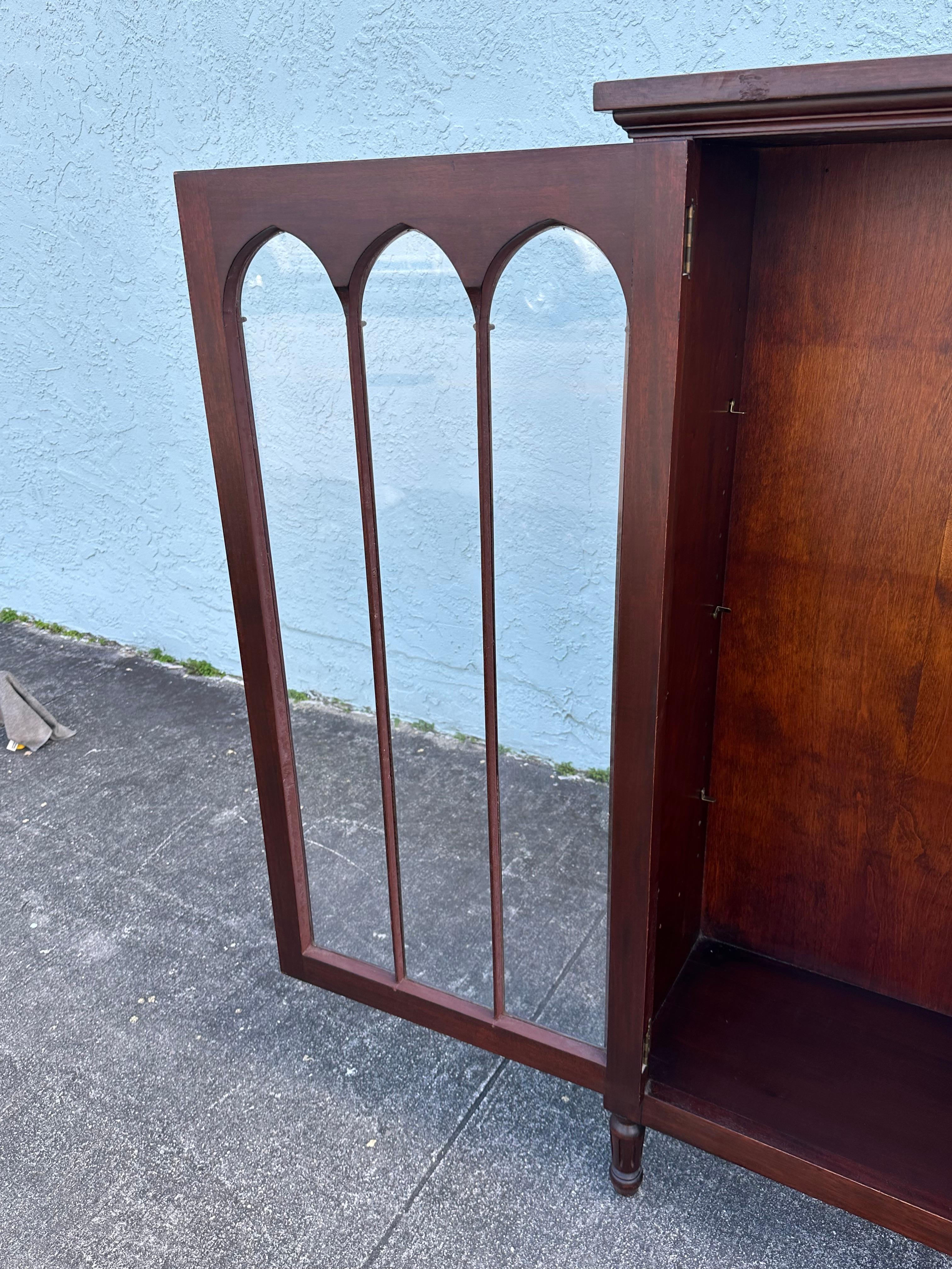 1932 Signed Charak Furniture Art Deco Arch Bookcase Glass Cabinet For Sale 9