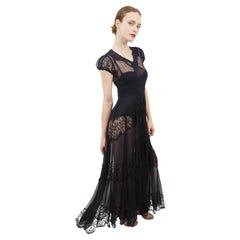 1930
s Chiffon 
Lace Dress