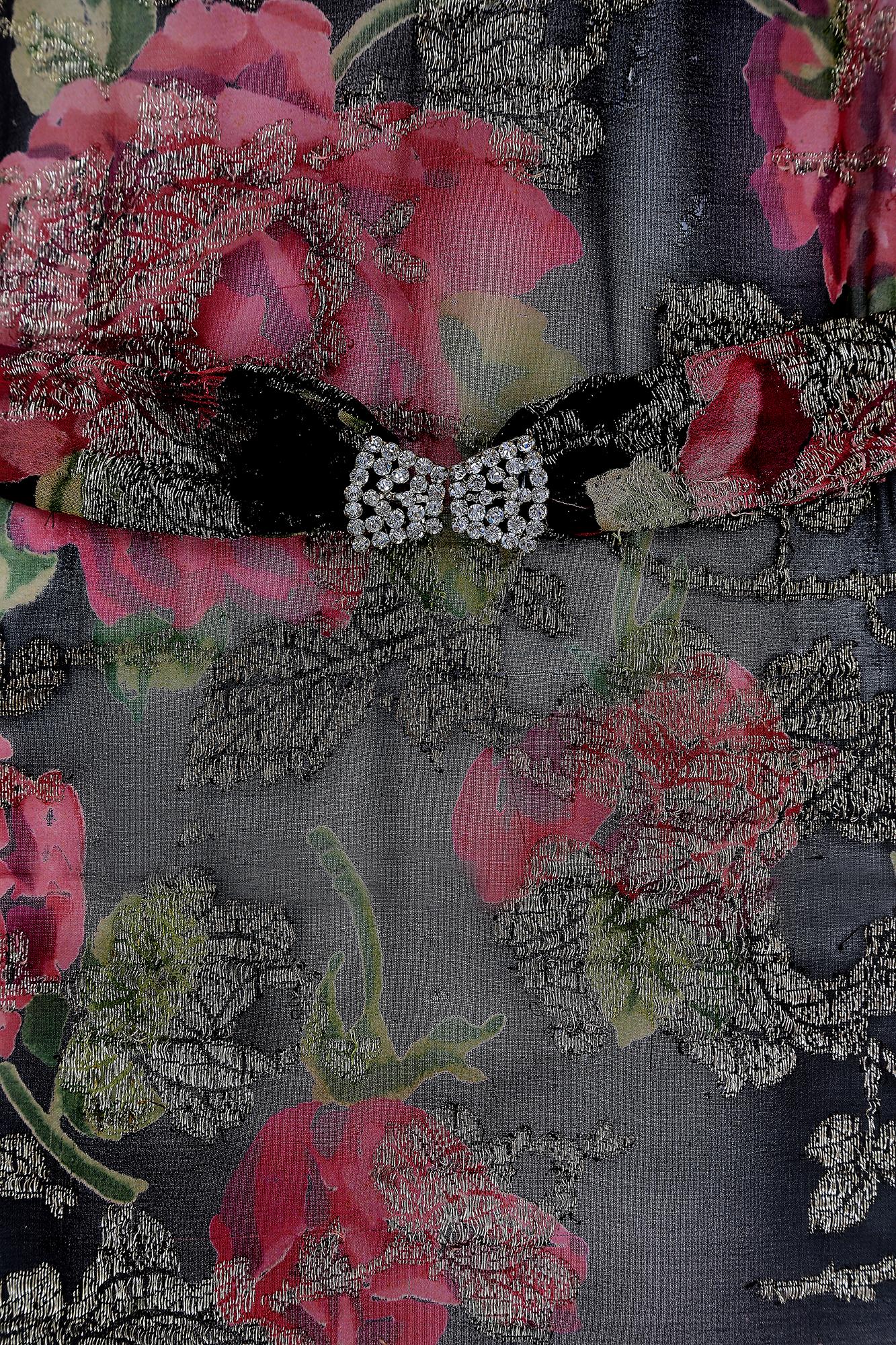Robe en mousseline imprimée rose des années 1930  Pour femmes en vente