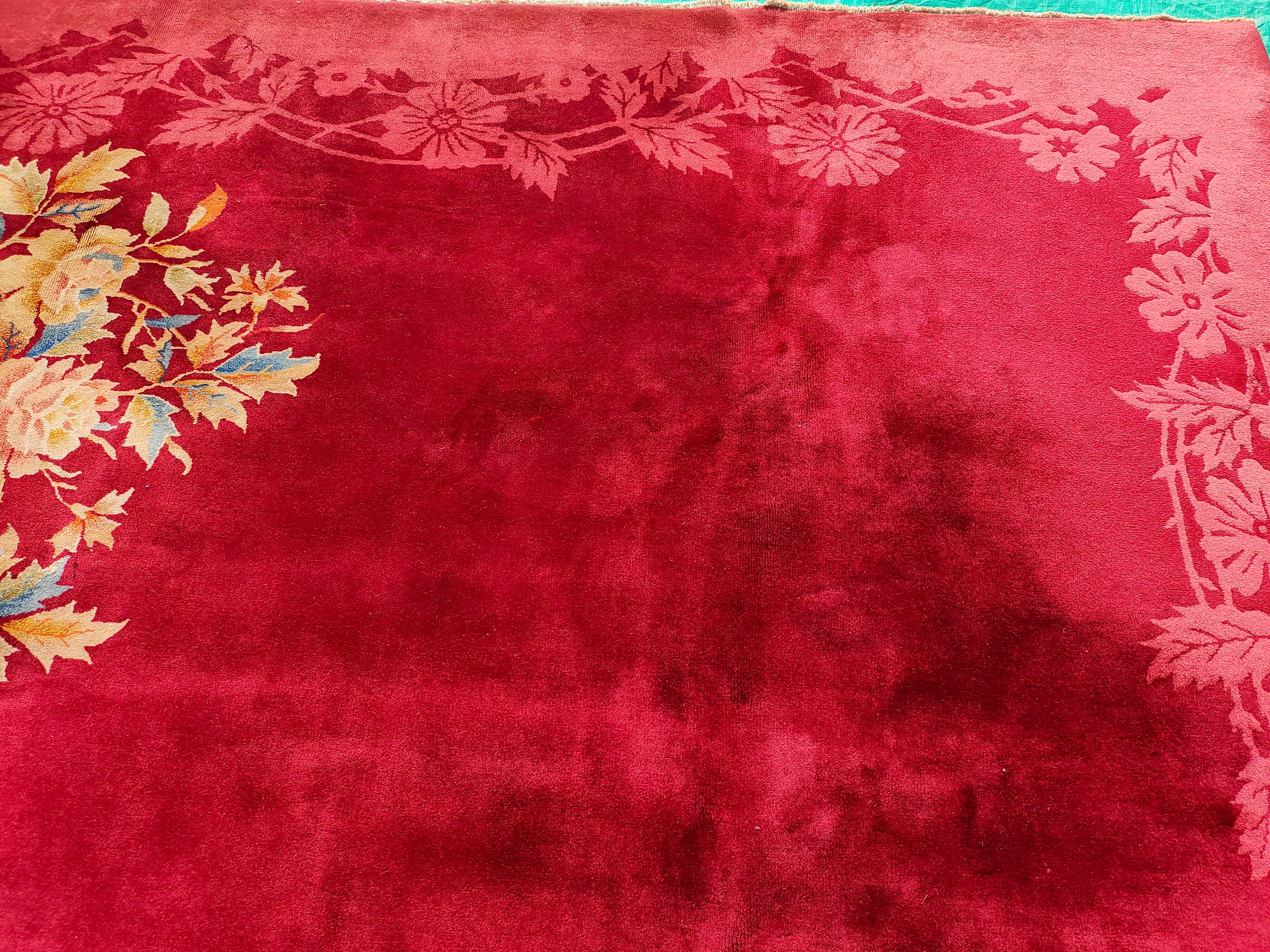 Hand-Knotted 1930s Chinese Art Deco Capet ( 9' x 11'6