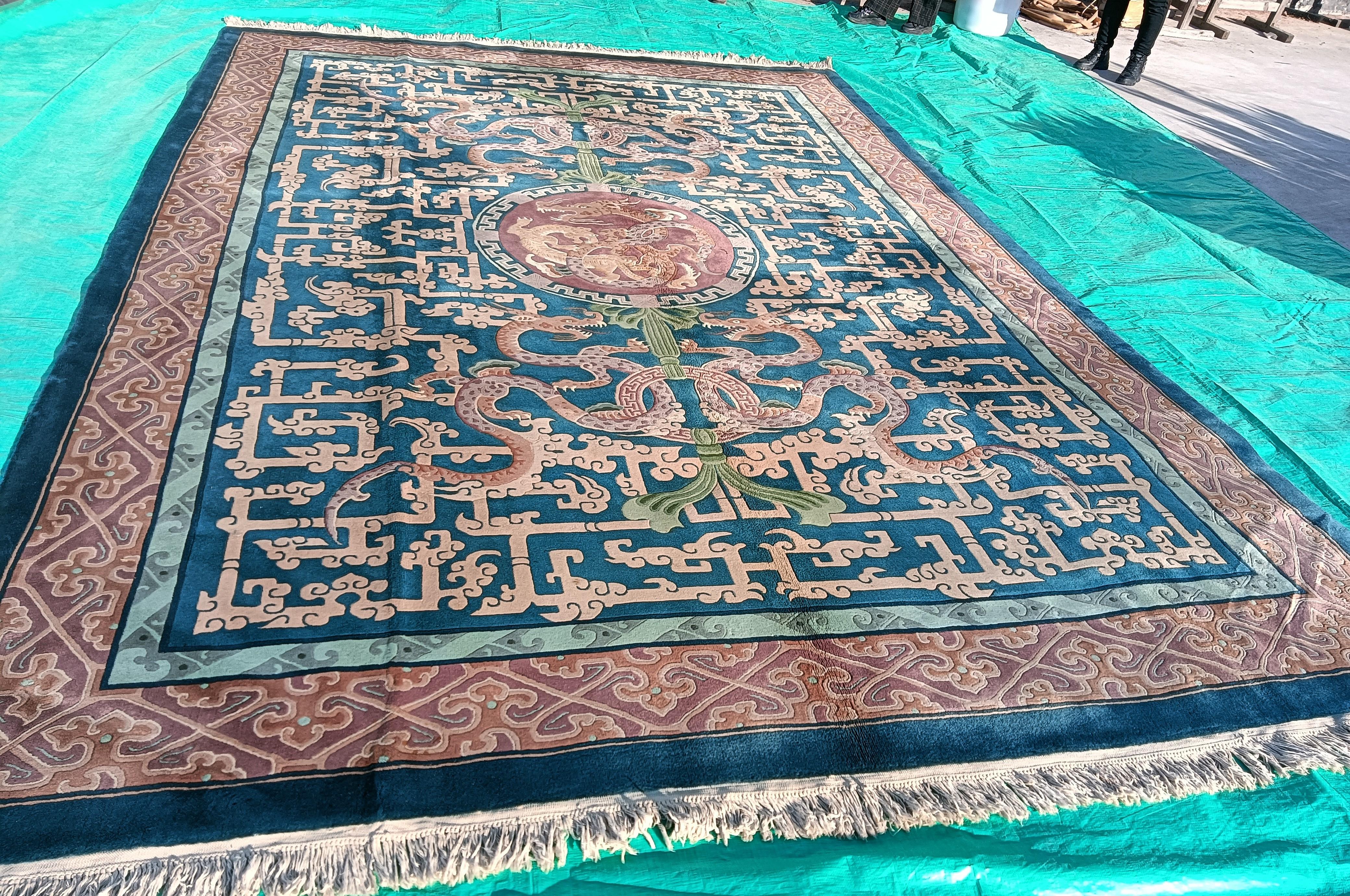 Milieu du XXe siècle Tapis chinois Art Déco des années 1930 ( 10' x 14'4