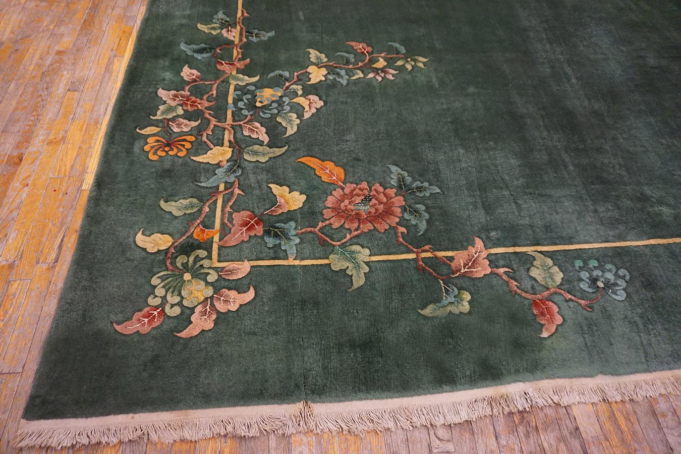 Early 20th Century  1930s Chinese Art Deco Carpet ( 12'10