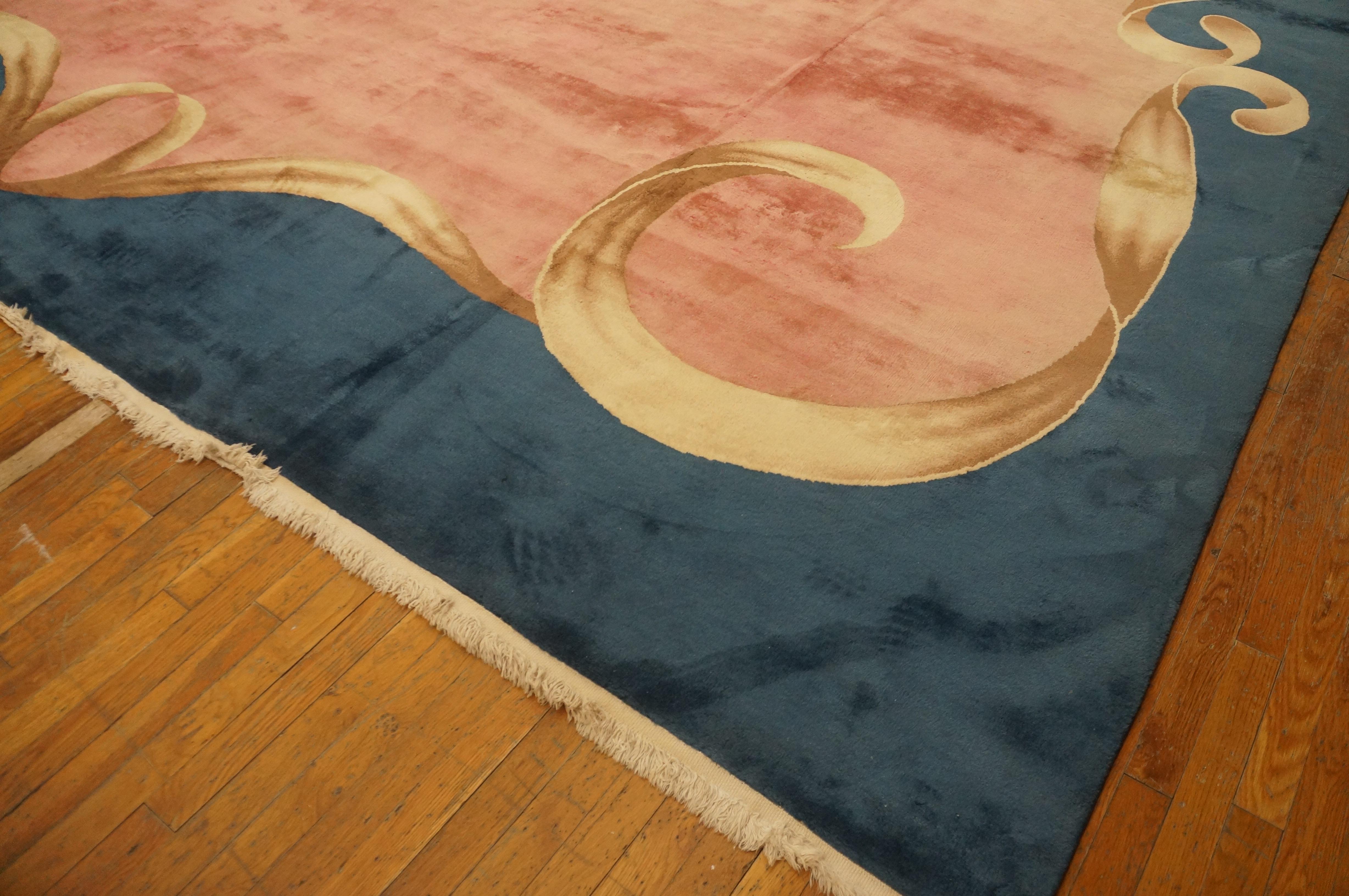 Hand-Knotted  1930s Chinese Art Deco Carpet by Nichols Workshop ( 14'8
