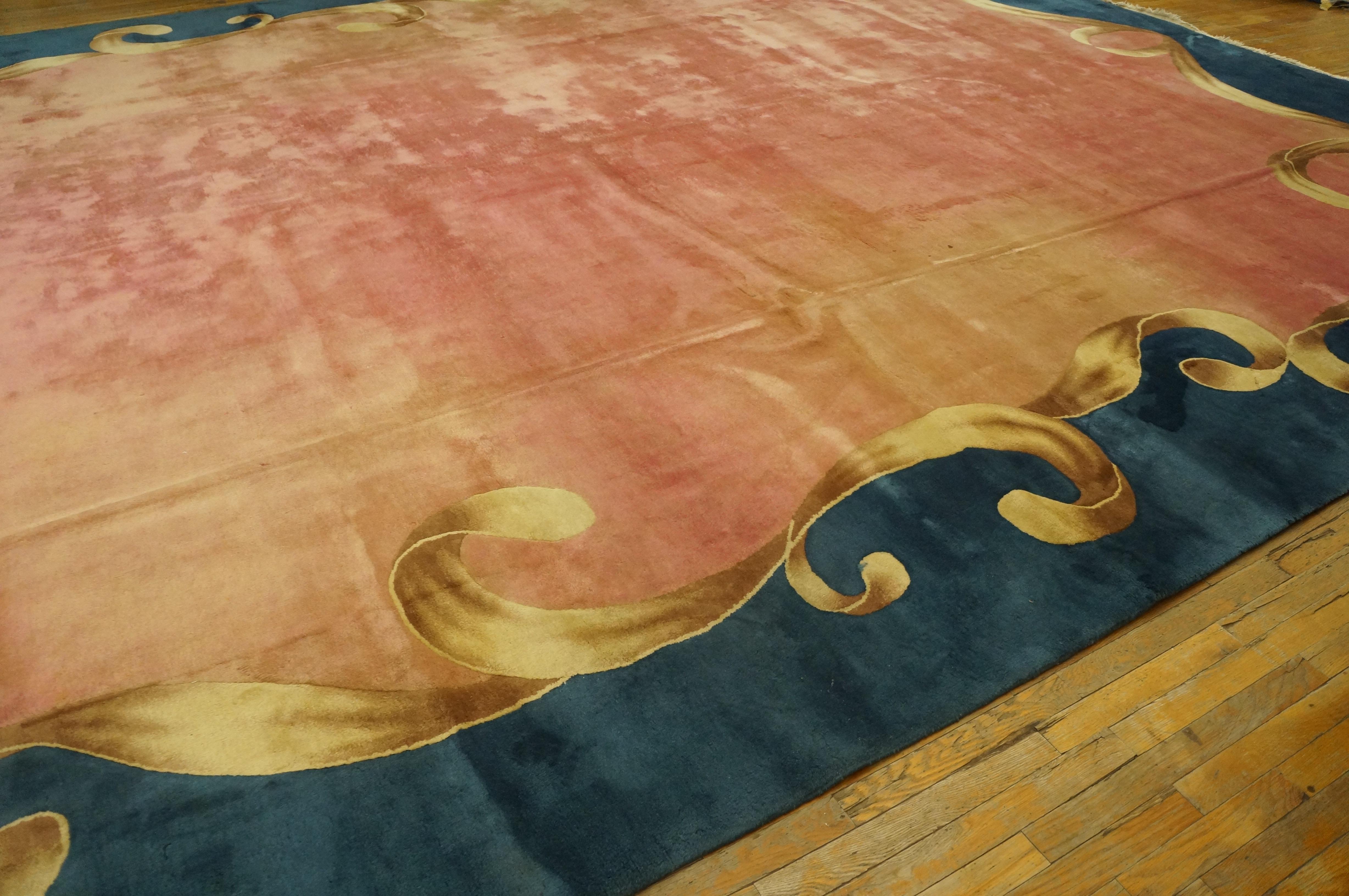 Wool  1930s Chinese Art Deco Carpet by Nichols Workshop ( 14'8