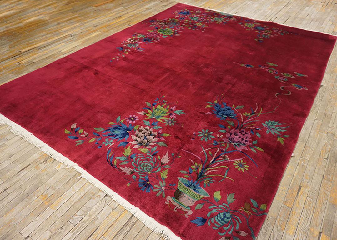 Wool 1930s Chinese Art Deco Carpet 8' 8