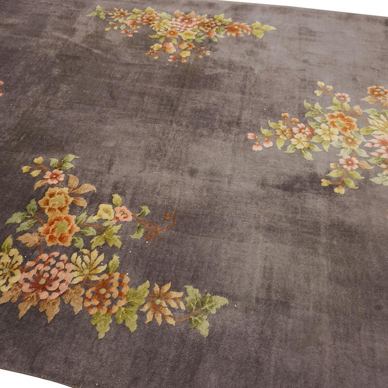 Noué à la main Tapis chinois Art Déco des années 1930 ( 8' x 9'9