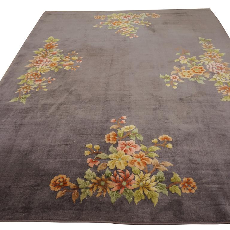 Milieu du XXe siècle Tapis chinois Art Déco des années 1930 ( 8' x 9'9
