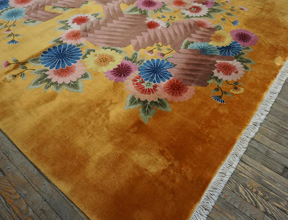 Tapis Art Déco chinois des années 1930 9' x 12' Bon état - En vente à New York, NY