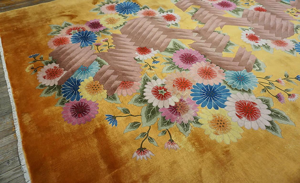 Tapis Art Déco chinois des années 1930 9' x 12' en vente 1