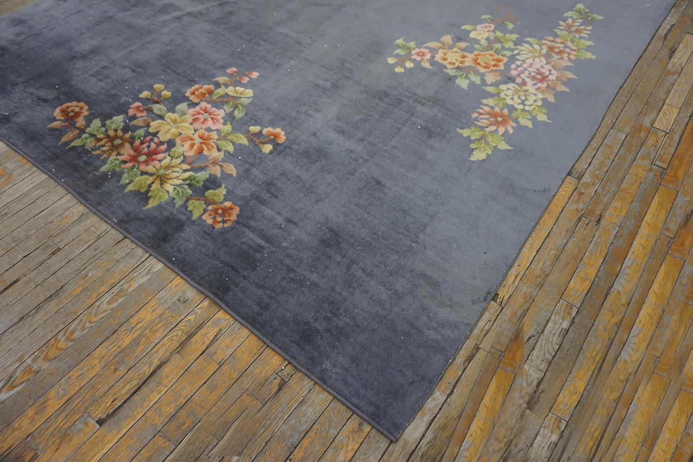 Hand-Knotted 1930s Chinese Art Deco Carpet  For Sale