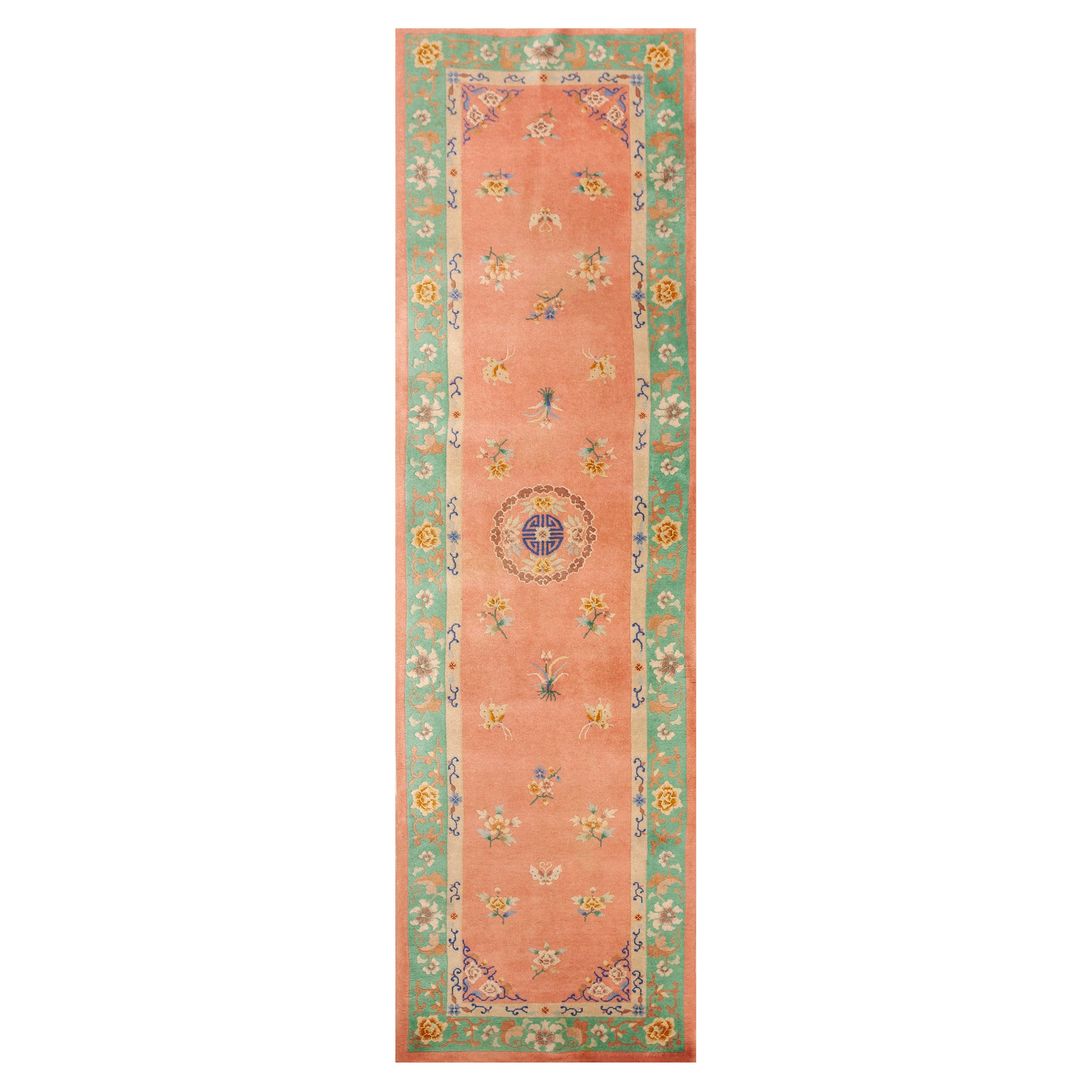 1930er Jahre Chinesischer Art Deco Läufer Teppich ( 3' x 11' - 90 x 335 )