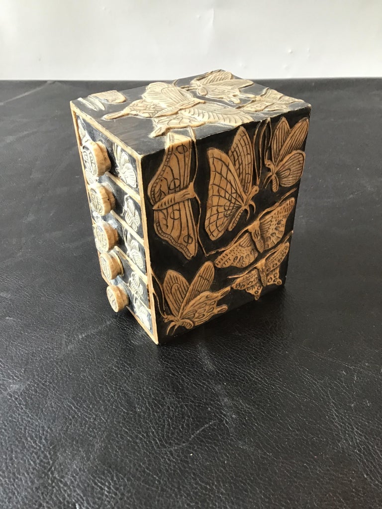 1930s Chinese Carved Soapstone Dragonfly Trinket Box at 1stDibs