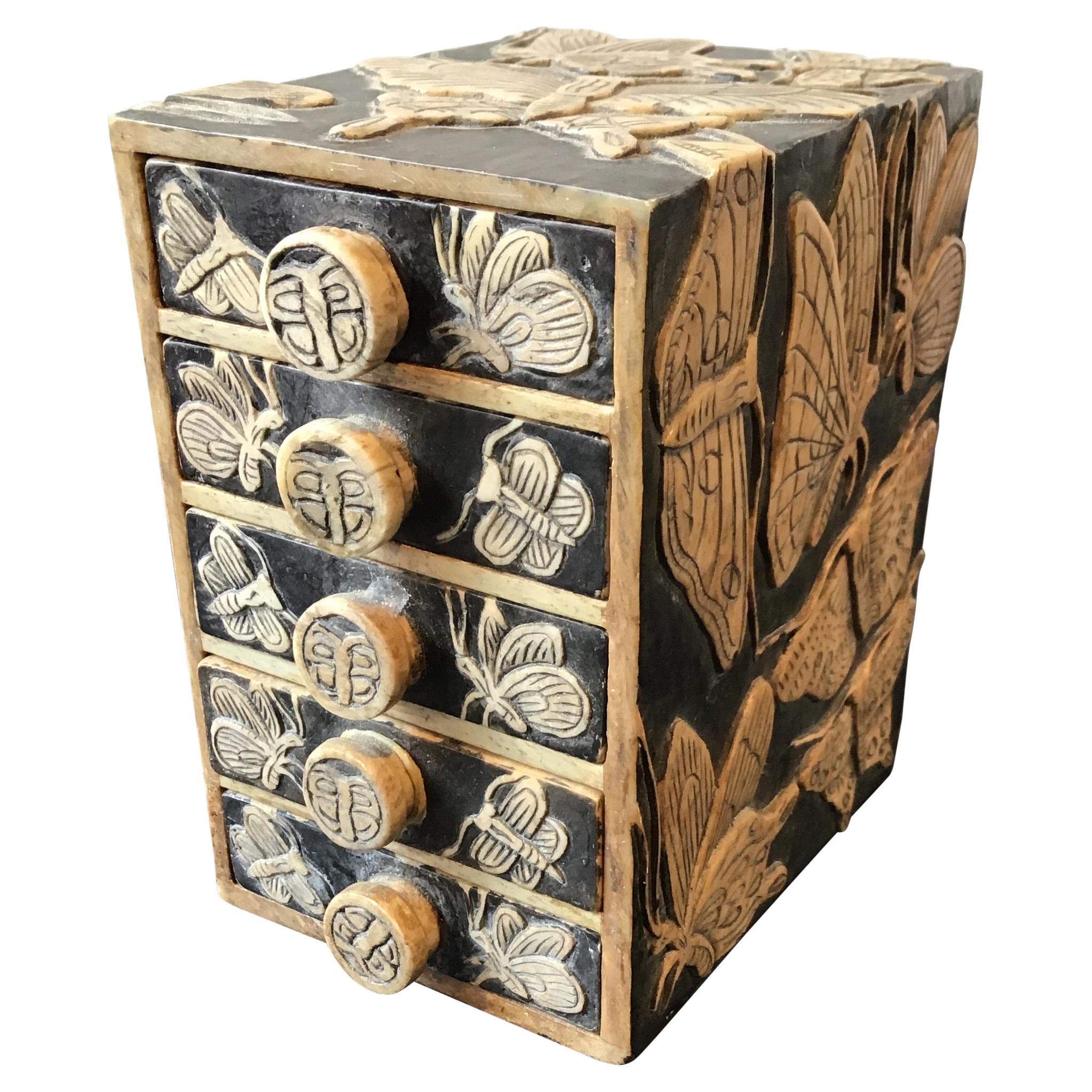 1930s Chinese Carved Soapstone Dragonfly Trinket Box at 1stDibs