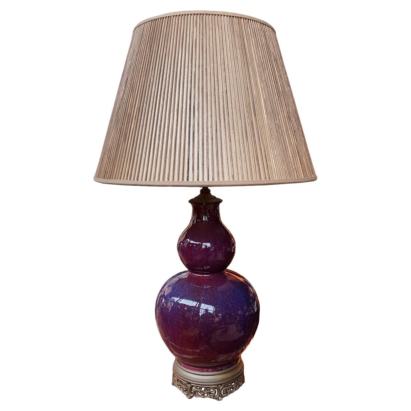 1930s Chinese Ceramic Gourd Vase Table Lamp For Sale