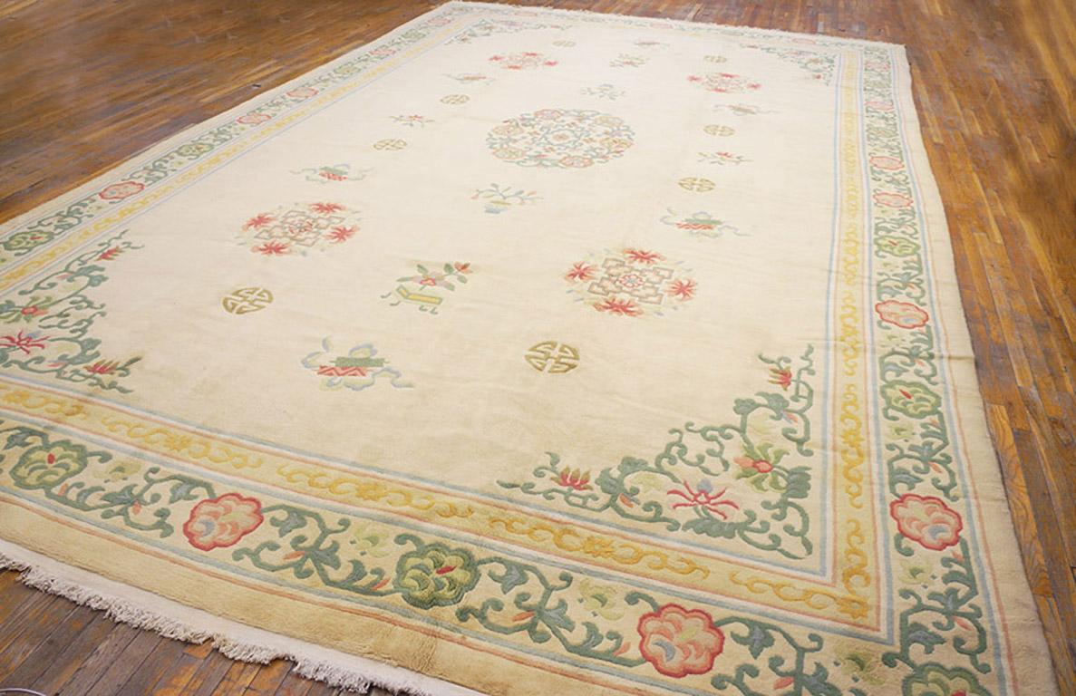 Milieu du XXe siècle Tapis chinois de Pékin des années 1930 ( 12'3