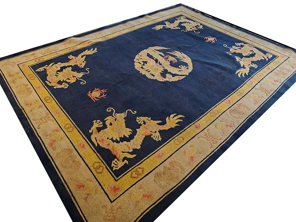 Hand-Knotted 1930s Chinese Peking Dragon Carpet ( 8' x 10'10