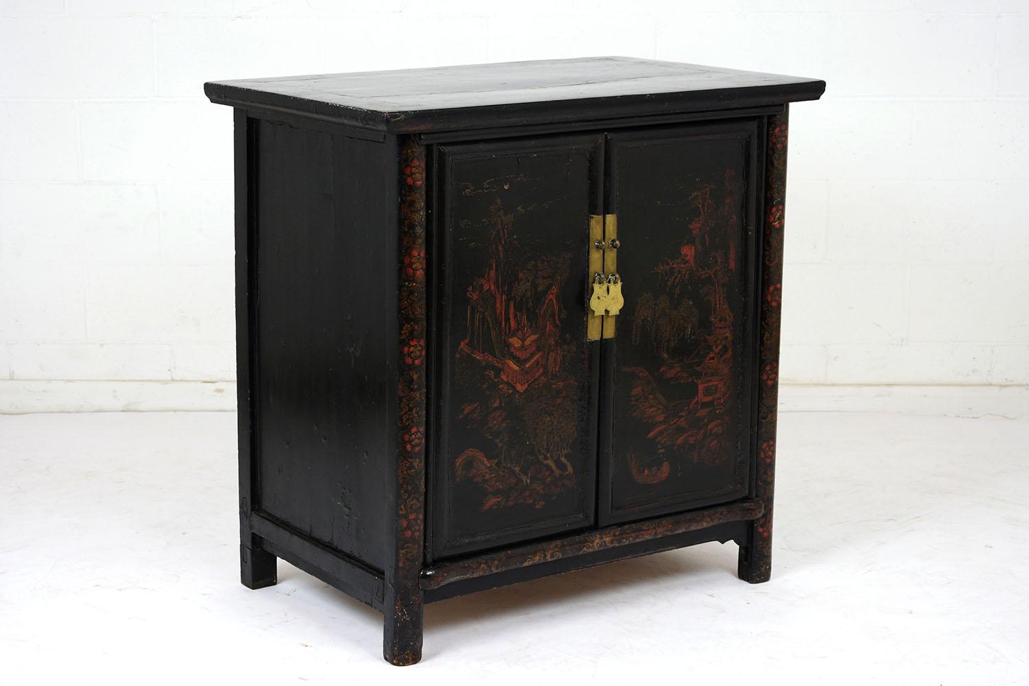 Chinese Export 1930s Chinese Poly-Chrome Two-Door Painted Cabinet