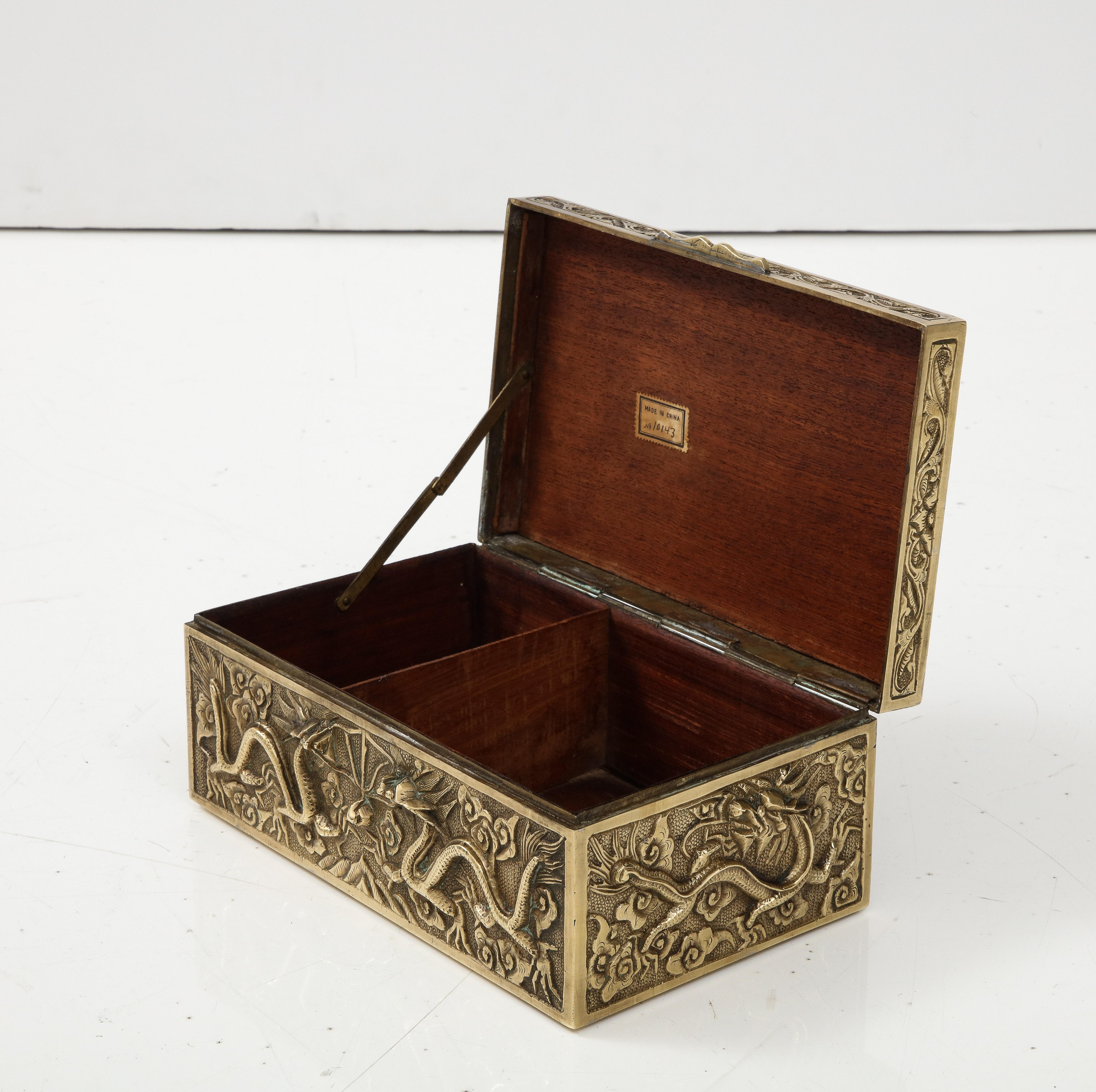 1930's Chinese Solid Brass Dragon Jewelry Box For Sale 1