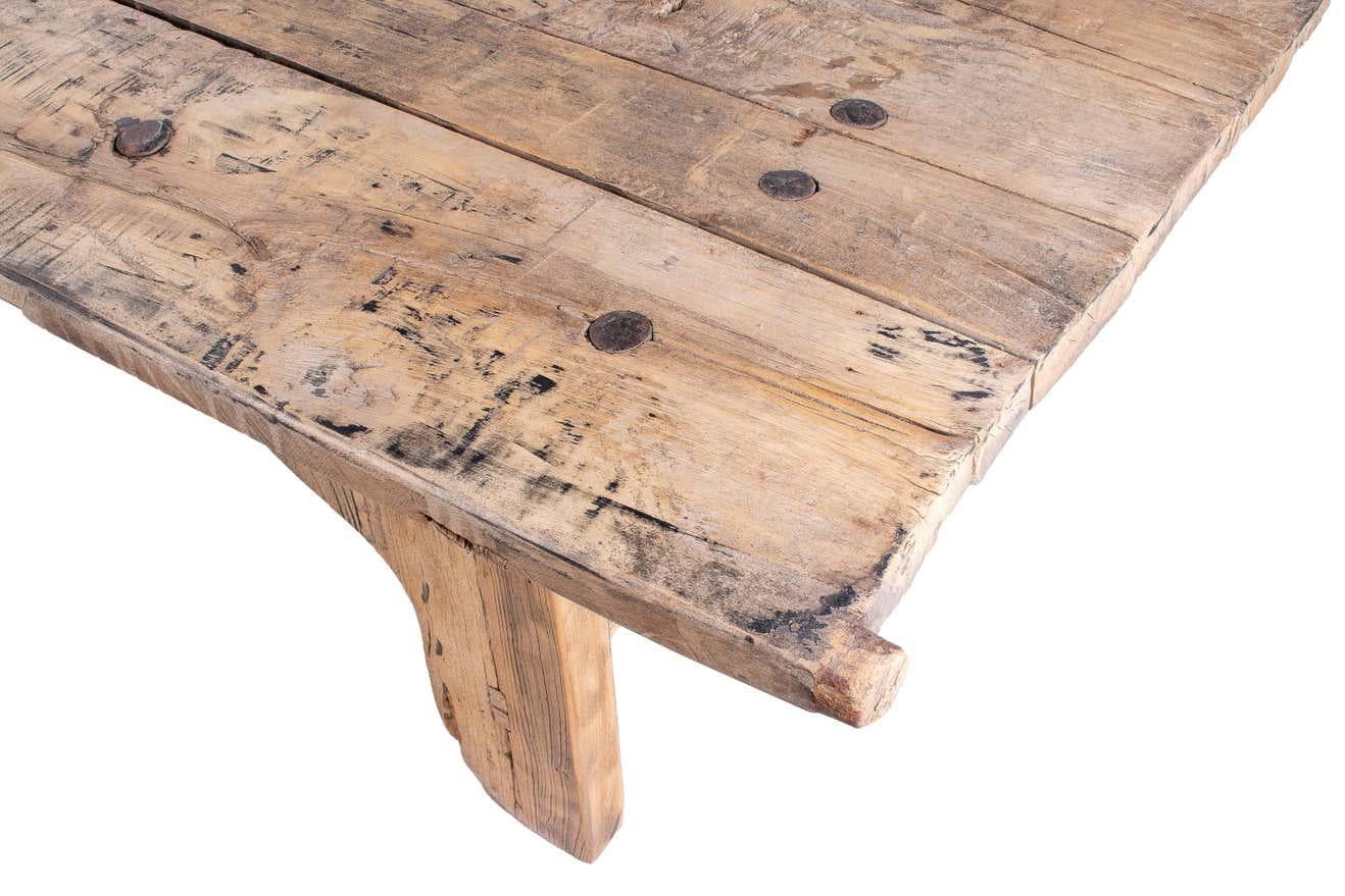 1930s Chinese Washed Wooden Door Turned into a Coffee Table 6