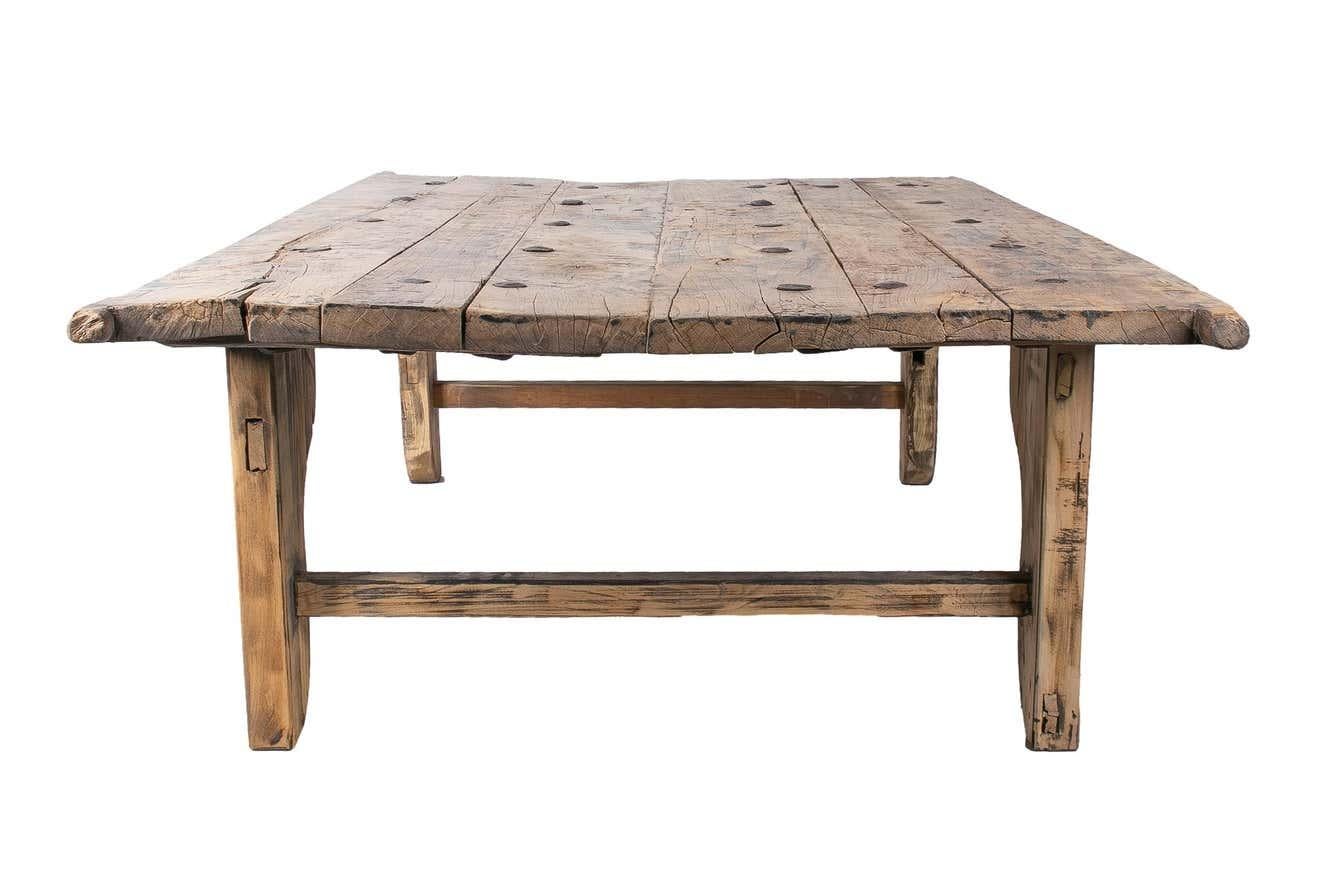 1930s Chinese Washed Wooden Door Turned into a Coffee Table 1