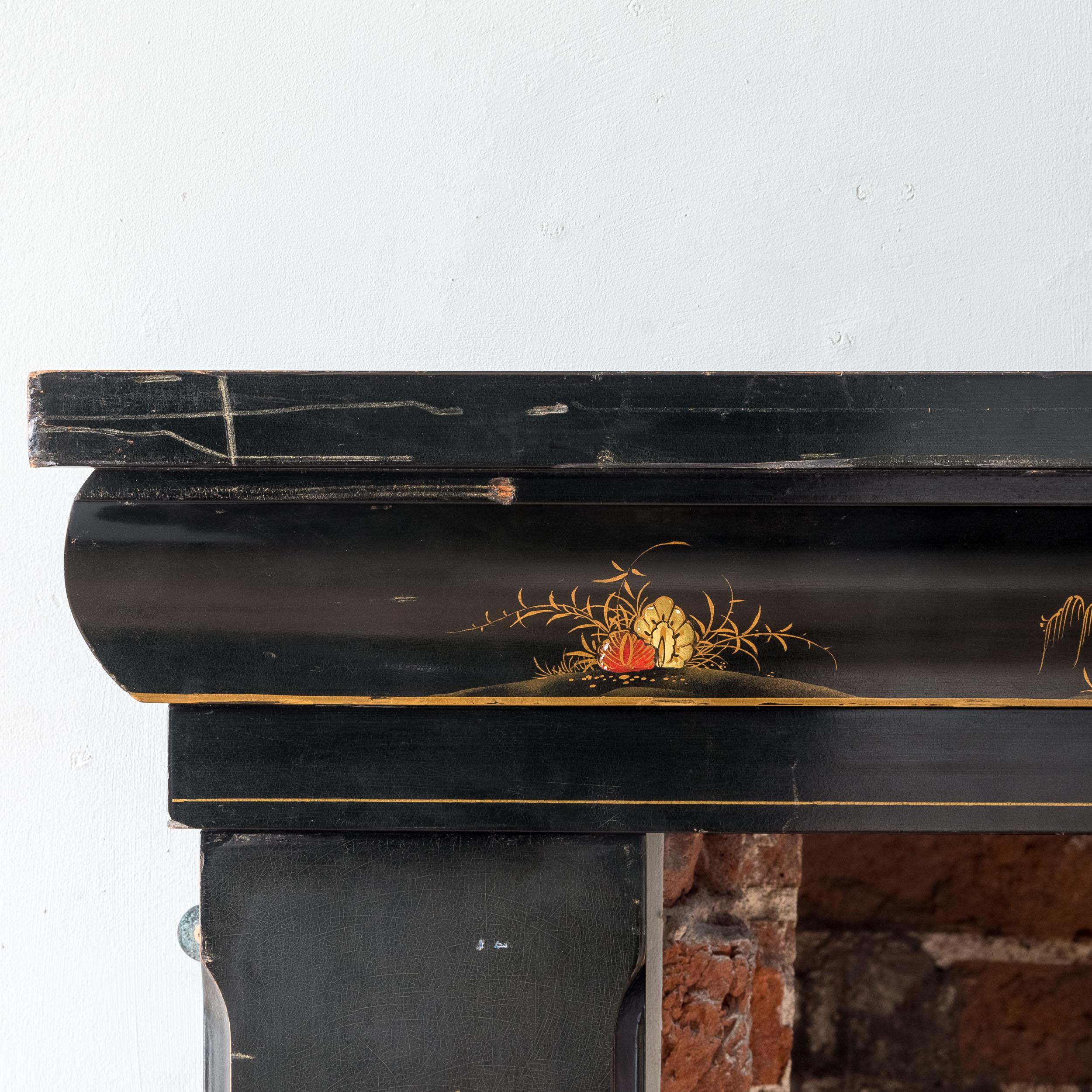 European 1930s Chinoiserie ‘Pailou’ Form Fireplace