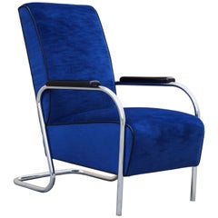 1930s Chrome Art Deco Armchair by Lloyd, Refinished