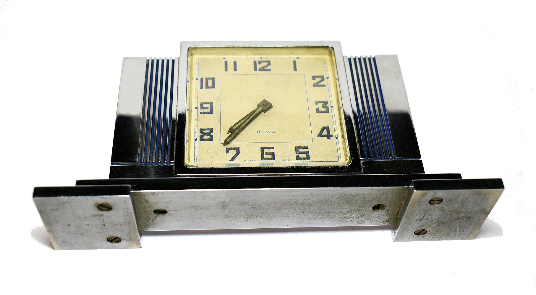 1930s Chrome Art Deco Modernist 8 Day Clock 3