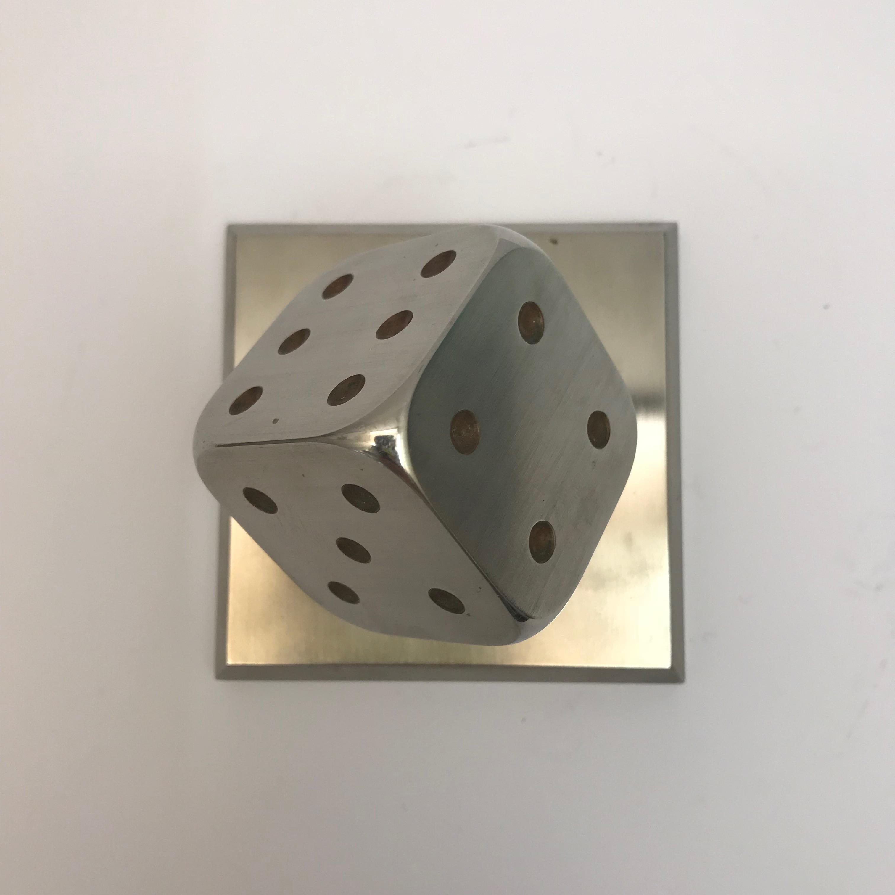 European 1930s Chrome Dice Paper Weight For Sale