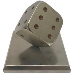 1930s Chrome Dice Paper Weight