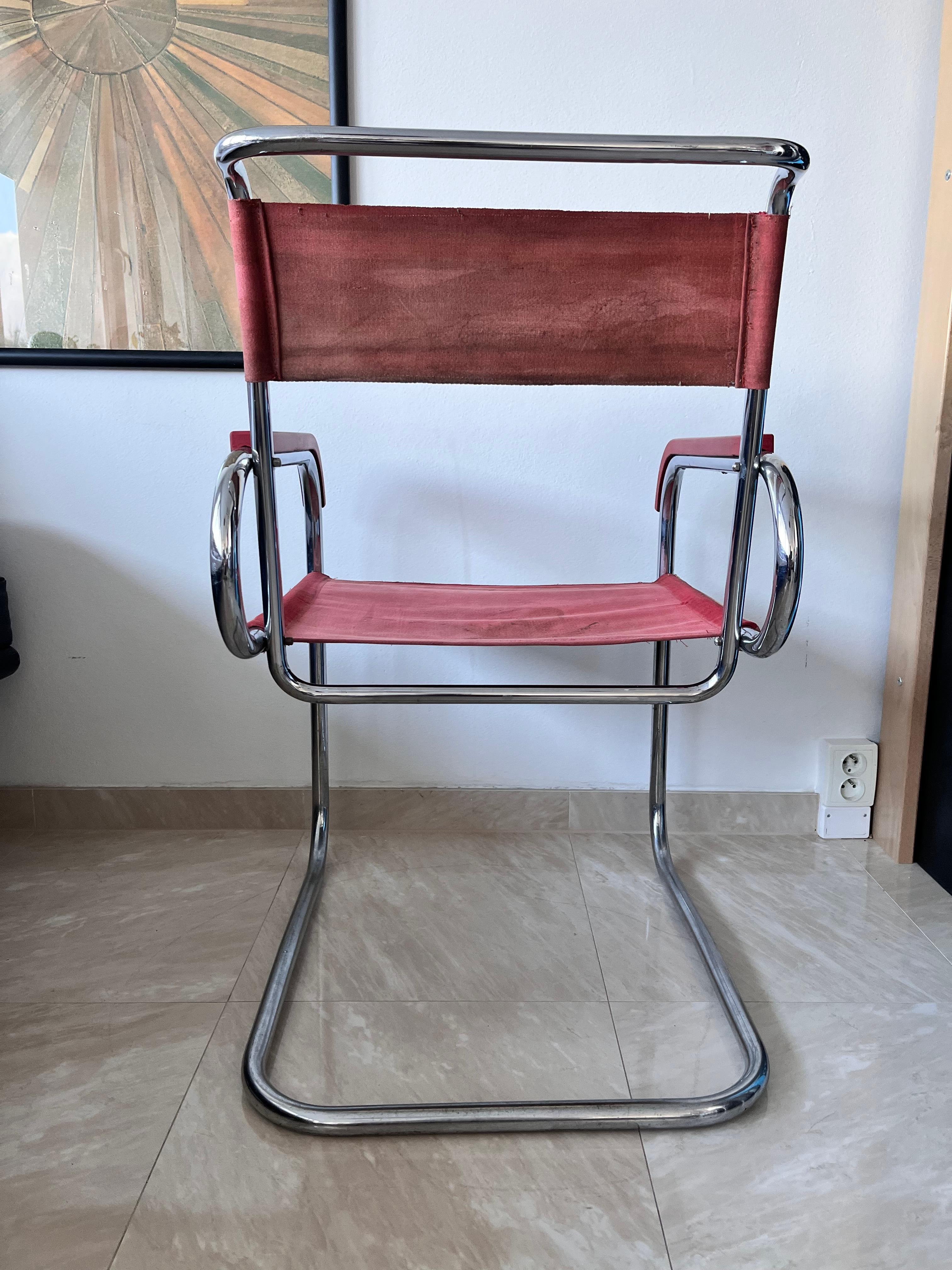 1930s Chrome tubular steel Marcel Breuer B46 chair for Thonet/ eisengarn In Good Condition In Praha, CZ
