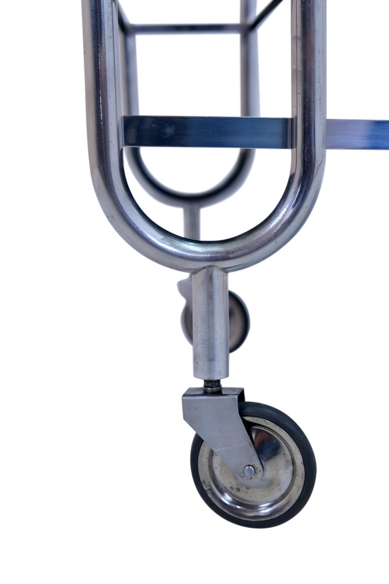 1930's Chromed Art Deco Bar Cart with Bottle Holder and Removable