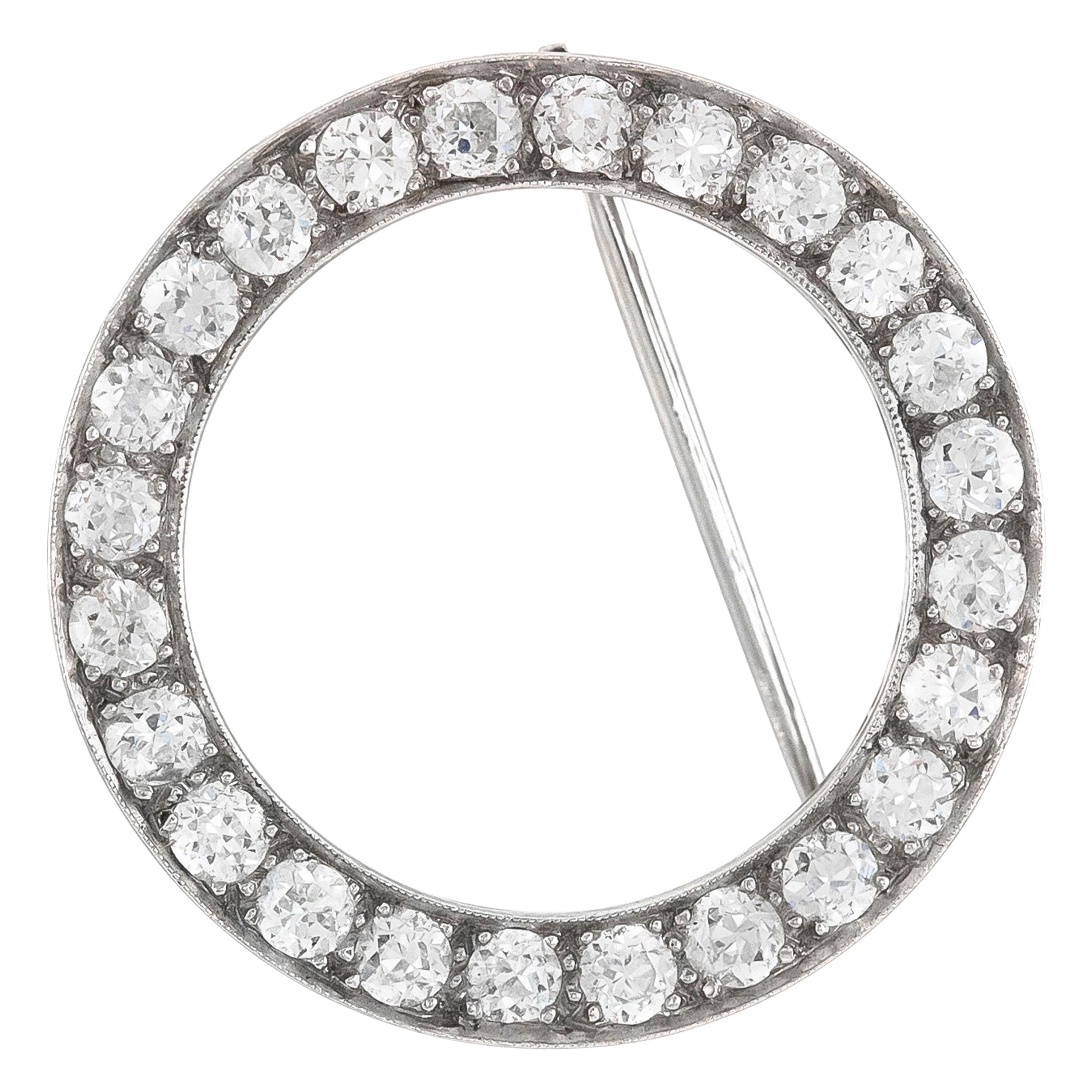 1930s Circle Pin with Diamonds For Sale