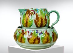 Pichet céladon et bol assorti Clarice Cliff des années 1930, grande taille