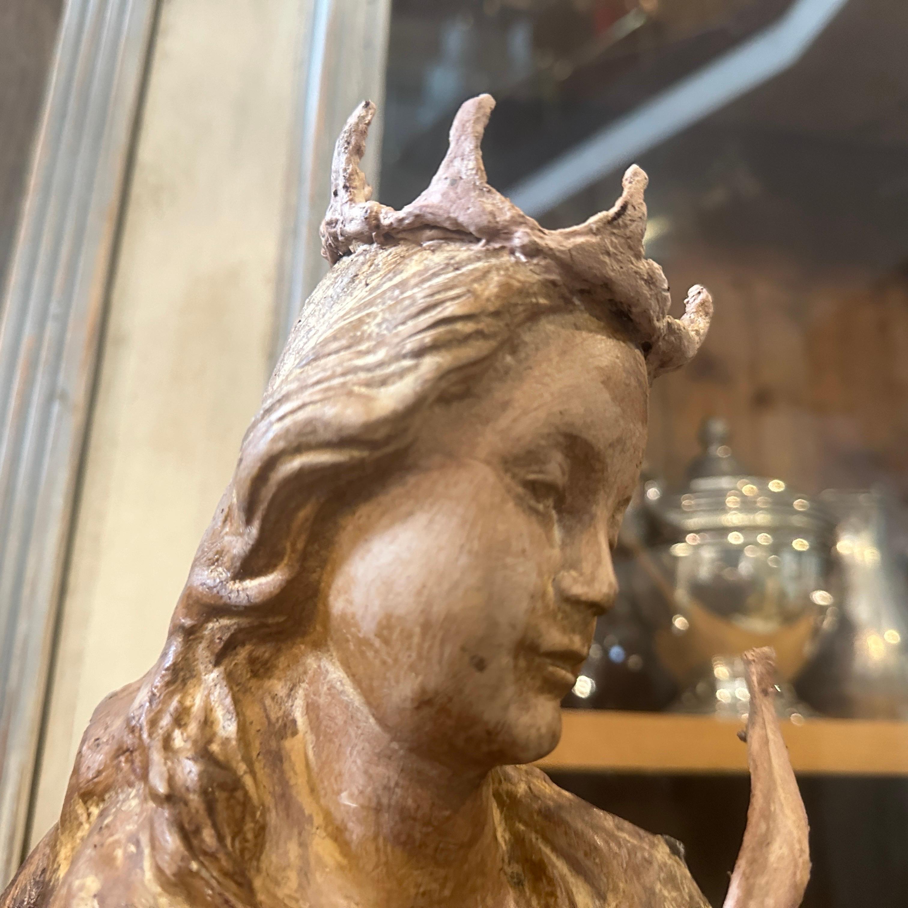 1930s Classical Papier Maché Sicilian Bust of St. Agata on a Glass Display Case 3