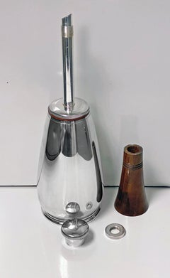 1930s Cocktail Shaker Unusual Wood and Silver Plate `Bottle'