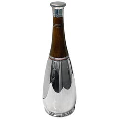 Retro 1930s Cocktail Shaker Unusual Wood and Silver Plate `Bottle'
