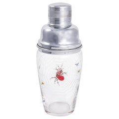 Antique 1930s Cocktail Shaker with Hand Painted Spider
