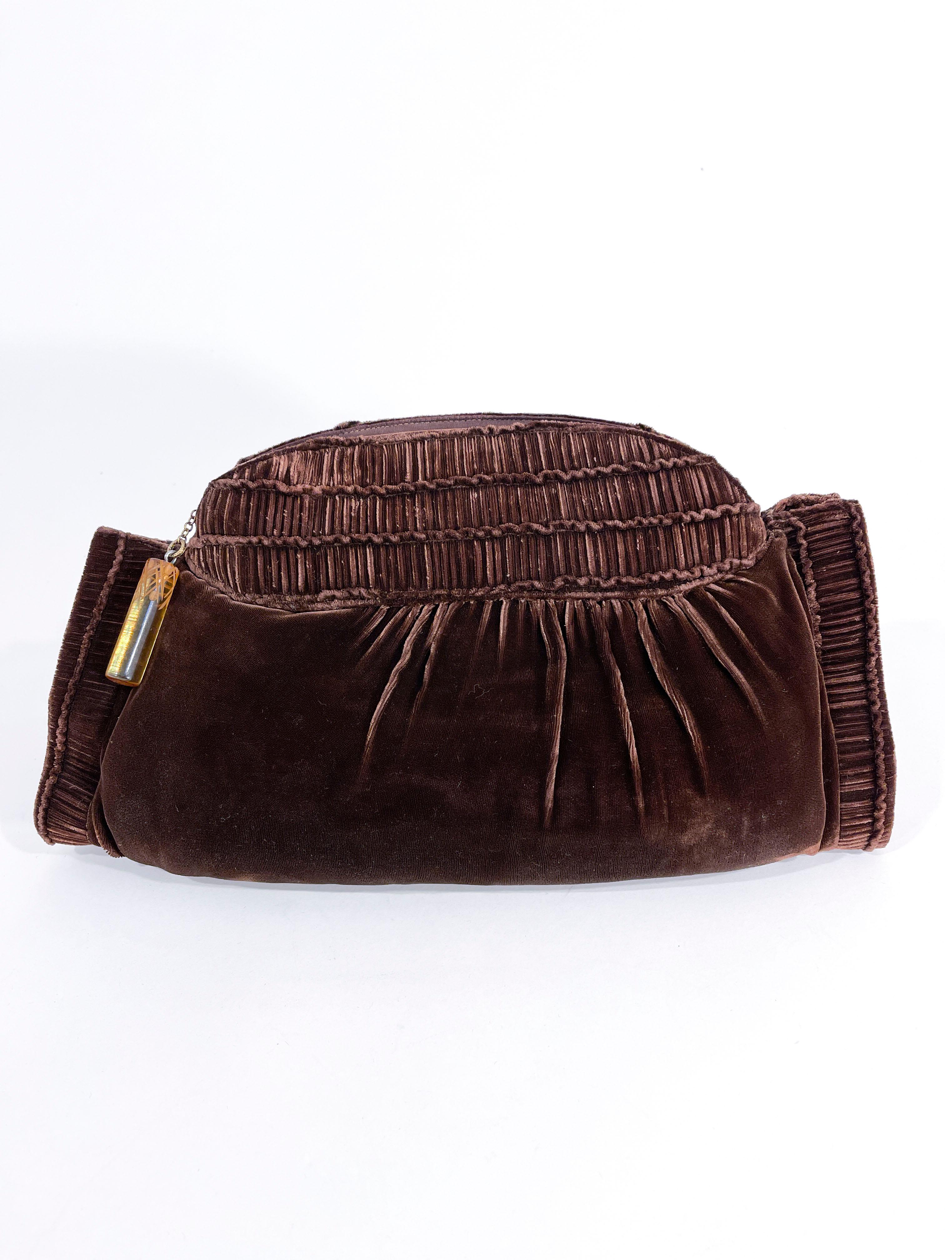 brown velvet purse