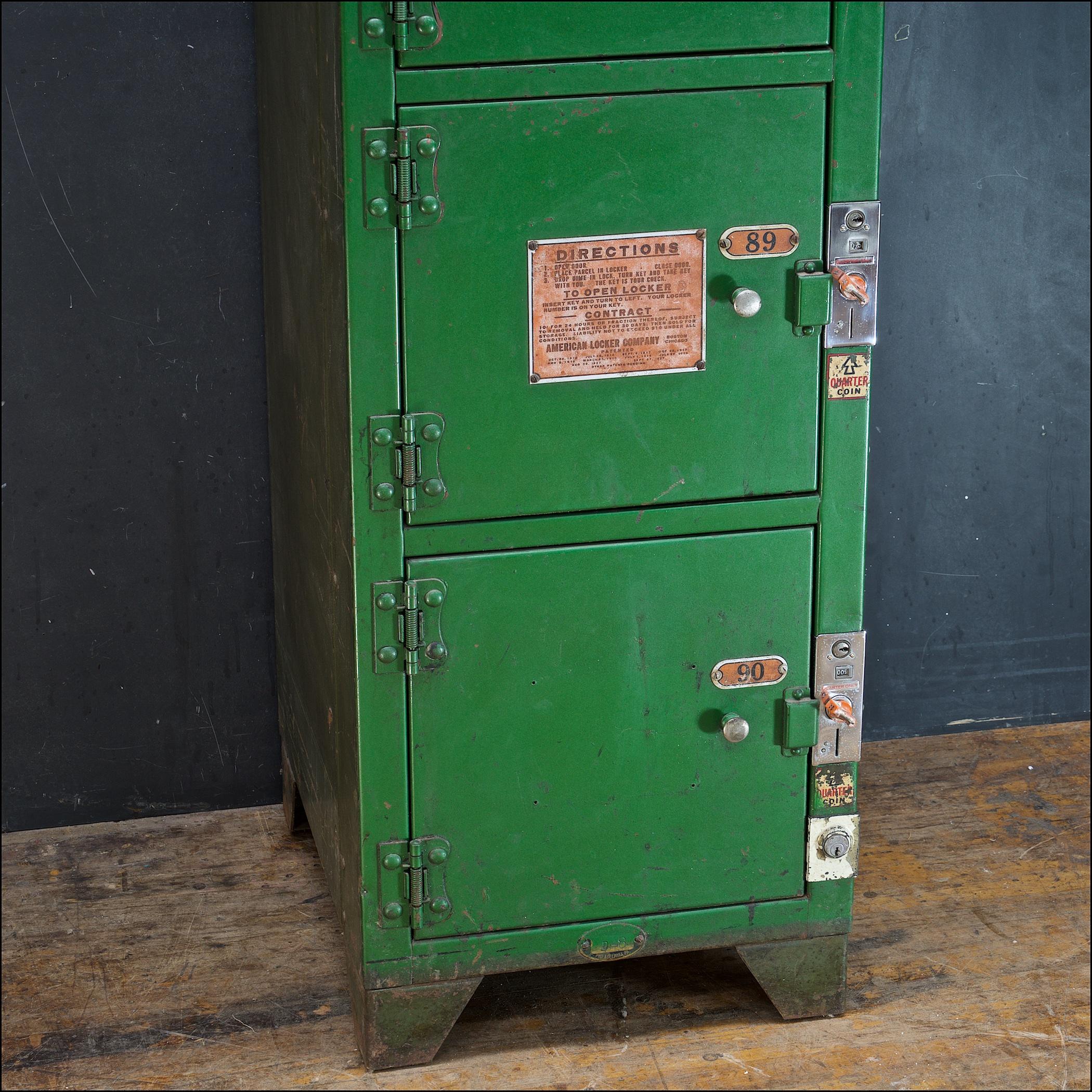 Mid-20th Century 1930s Coin-Op Lockers Vintage Industrial Cubby Office Man Cave Storage