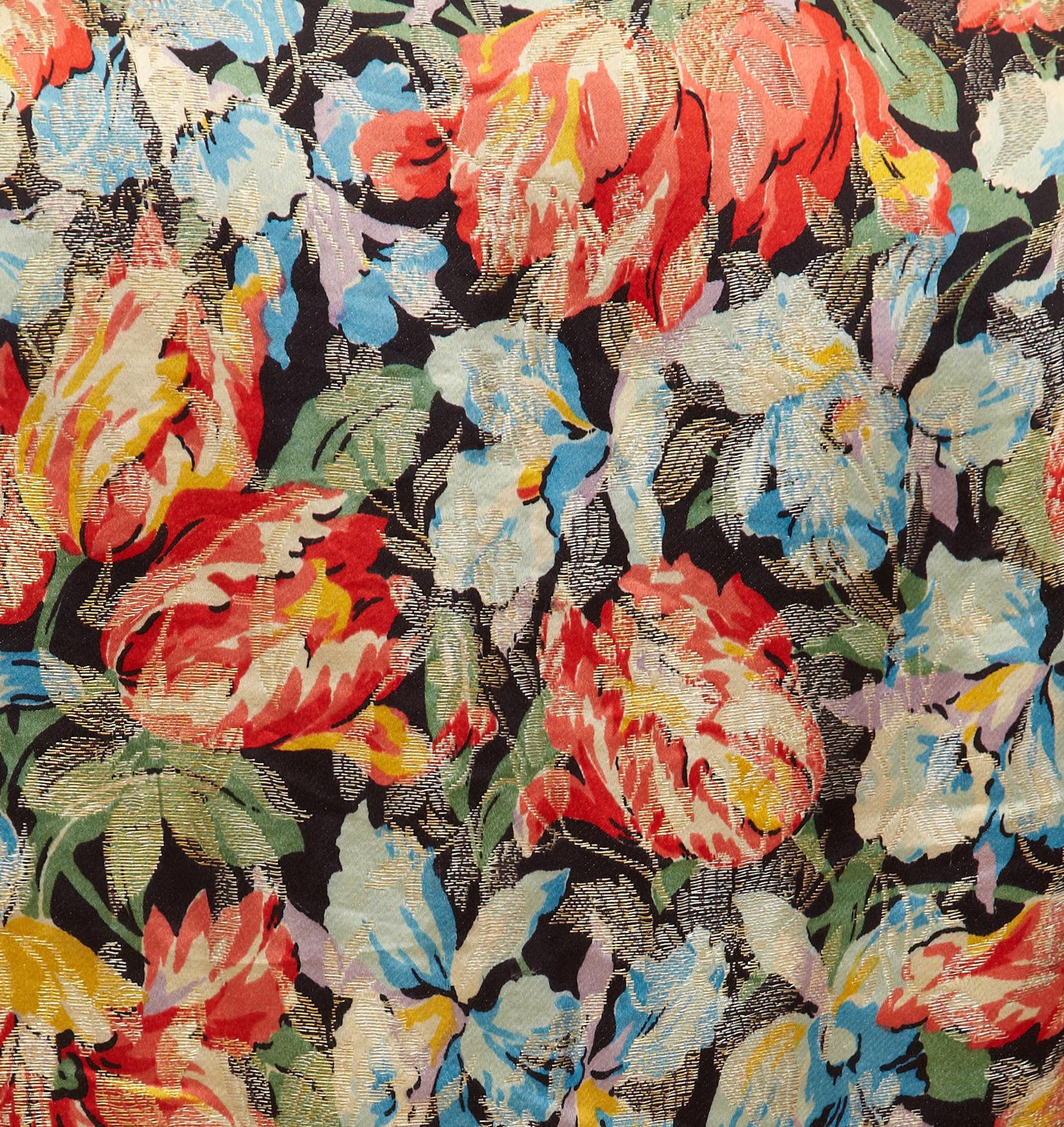 1930s Colourful Floral Lame Bolero Jacket In Excellent Condition In London, GB
