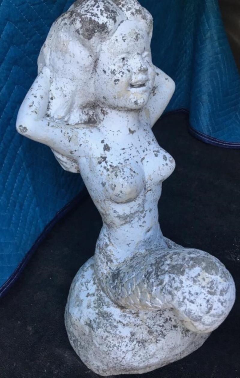 Concrete Painted Mermaid from Old Beach House (Land)
