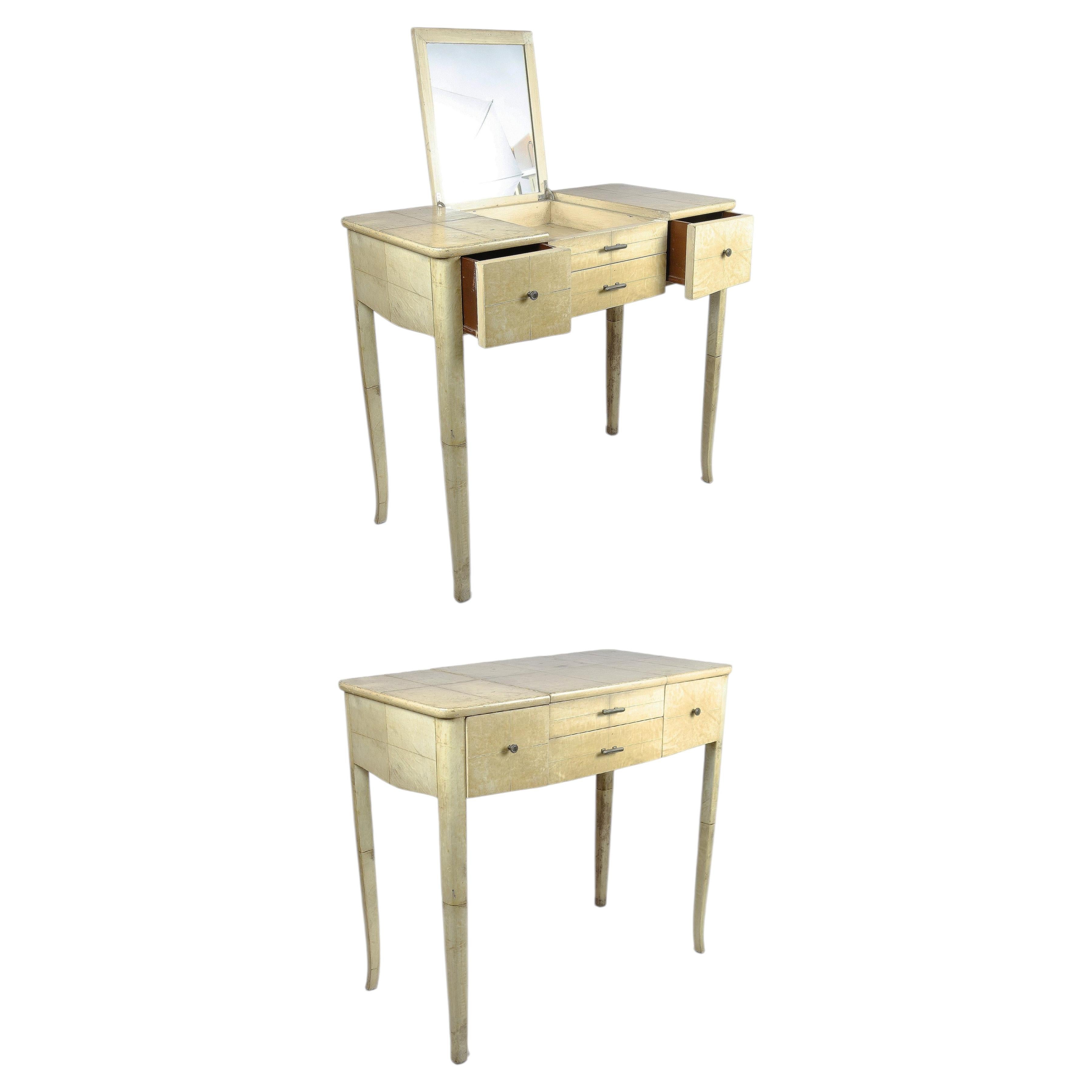 Tavolo da toilette convertibile e specchio con piano sollevabile degli anni '30 di Nordiska Kompaniet, Svezia