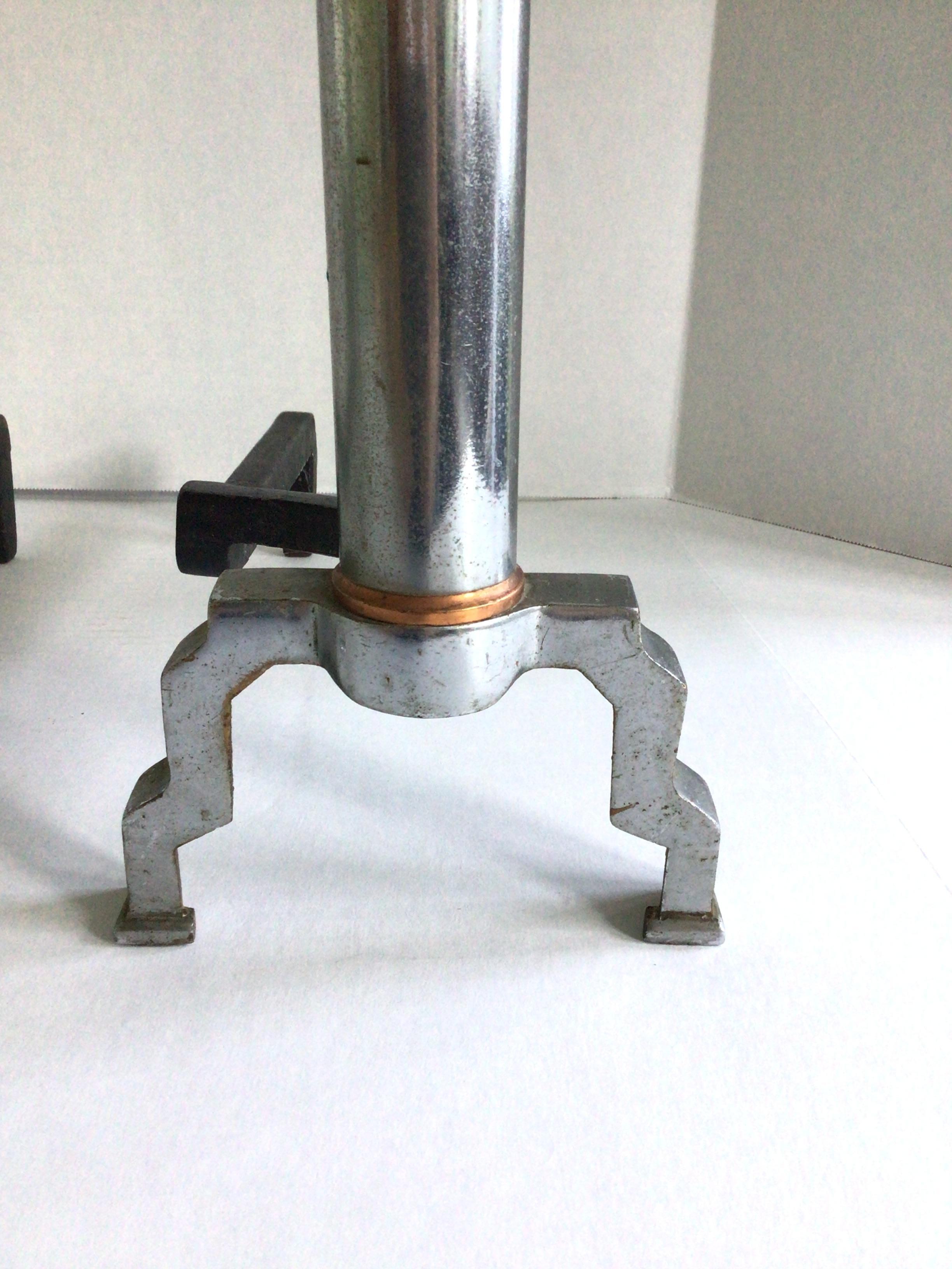 Andirons Art Déco en cuivre et chrome des années 1930 6