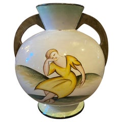 Vase en céramique italienne Art Déco Corrado Francia des années 1930 à la manière de Gi Ponti